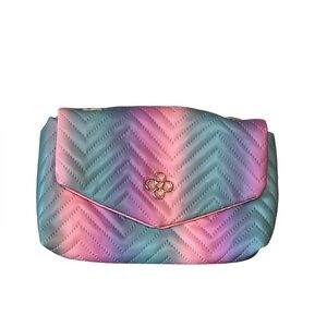 NWOT multicolor quilted pastel rainbow chevron bag.